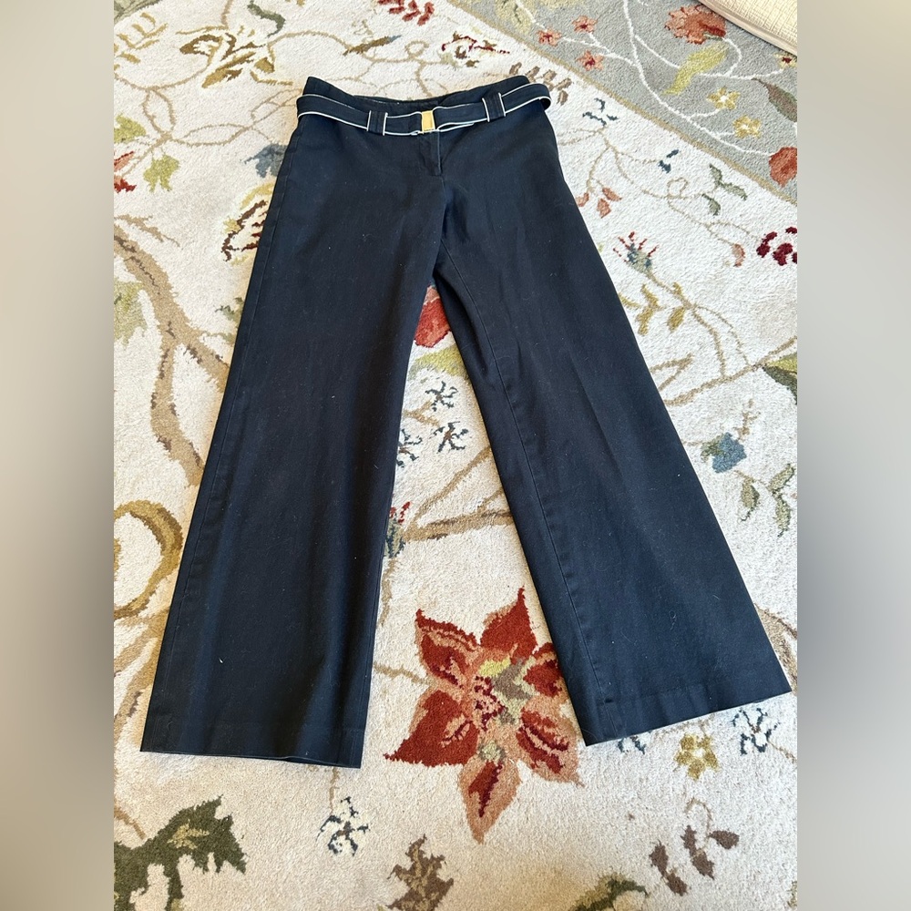Loft Ann Taylor Stylish Black Pants with Belt Detail Stretch Size 6